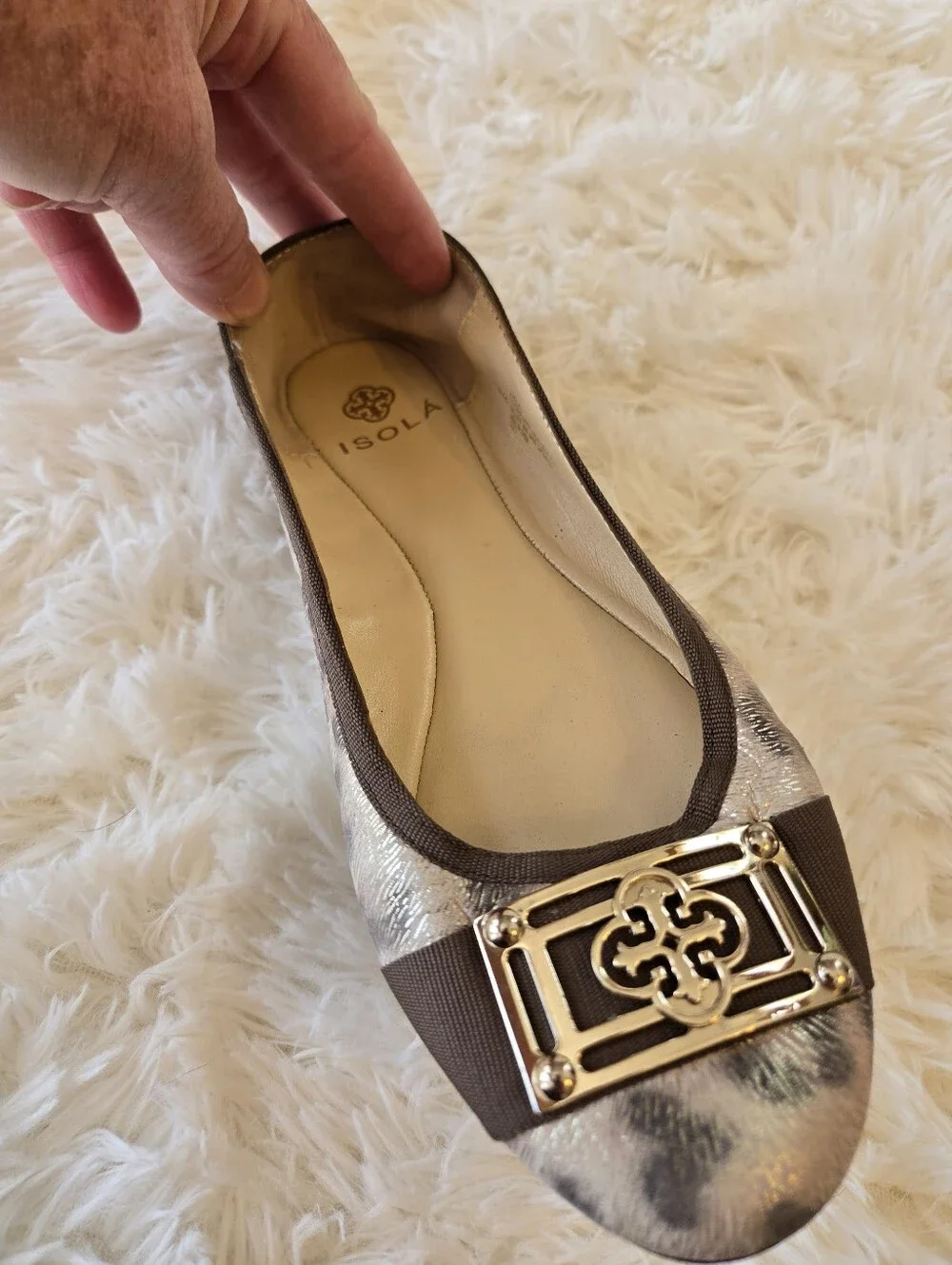 Y2K Isola Metallic Animal Print Spanish Leather Ballet Flat US 6